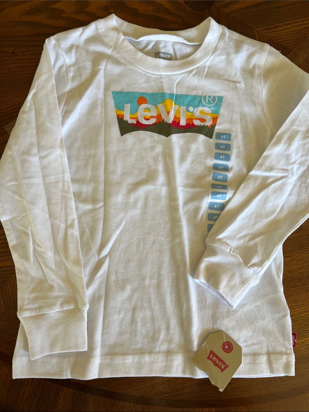 Levi's White Long Sleeve Tee with Multicolor Logo